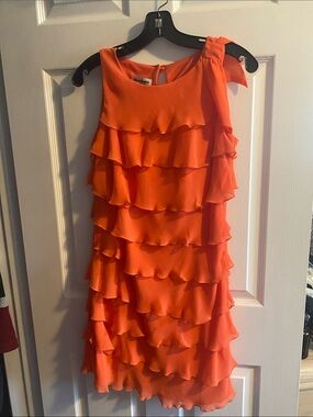 Coral Ruffle Tiered Dress